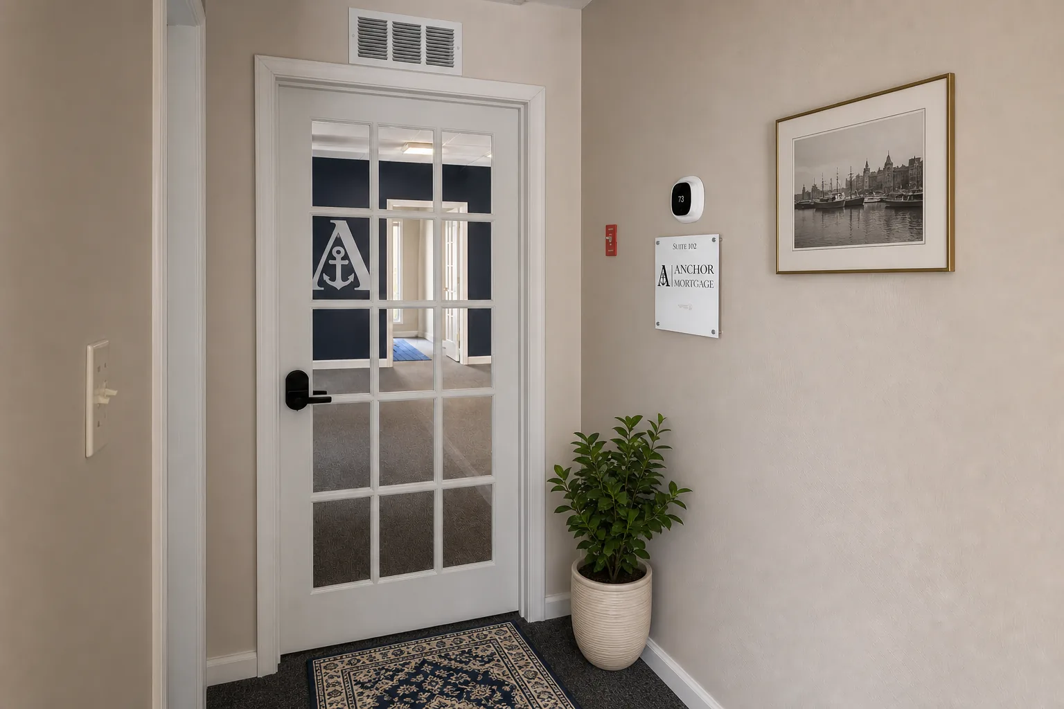 Interior entrance to Anchor Mortgage Suite 102